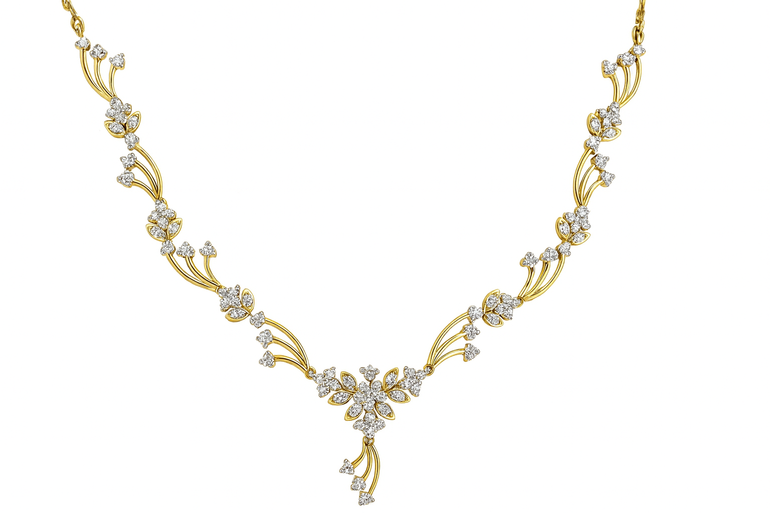 Beautiful 18 Kt Gold  Natural Diamond Necklace 